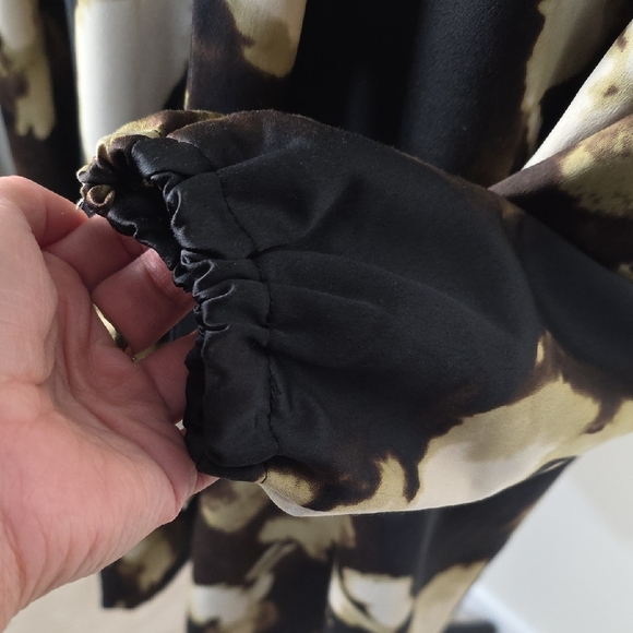 Birds‑of‑North‑America — Black & Cream Print Long‑Sleeve Mini Shirt‑Dress — Size - Picture 3 of 11